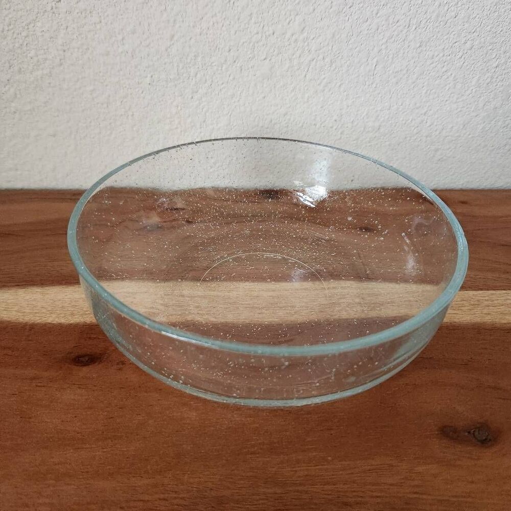 One single salad cereal bowl clear glass mini bubbles